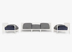 Canapé d'extérieur en aluminium blanc avec fauteuils - 5 places