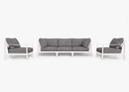 Canapé d'extérieur en aluminium blanc avec fauteuils - 5 places