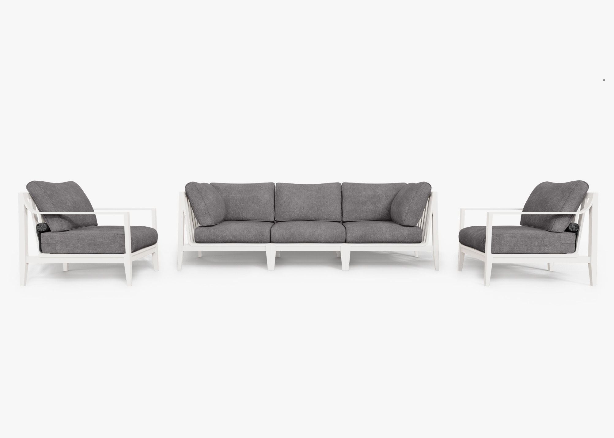 Canapé d'extérieur en aluminium blanc avec fauteuils - 5 places