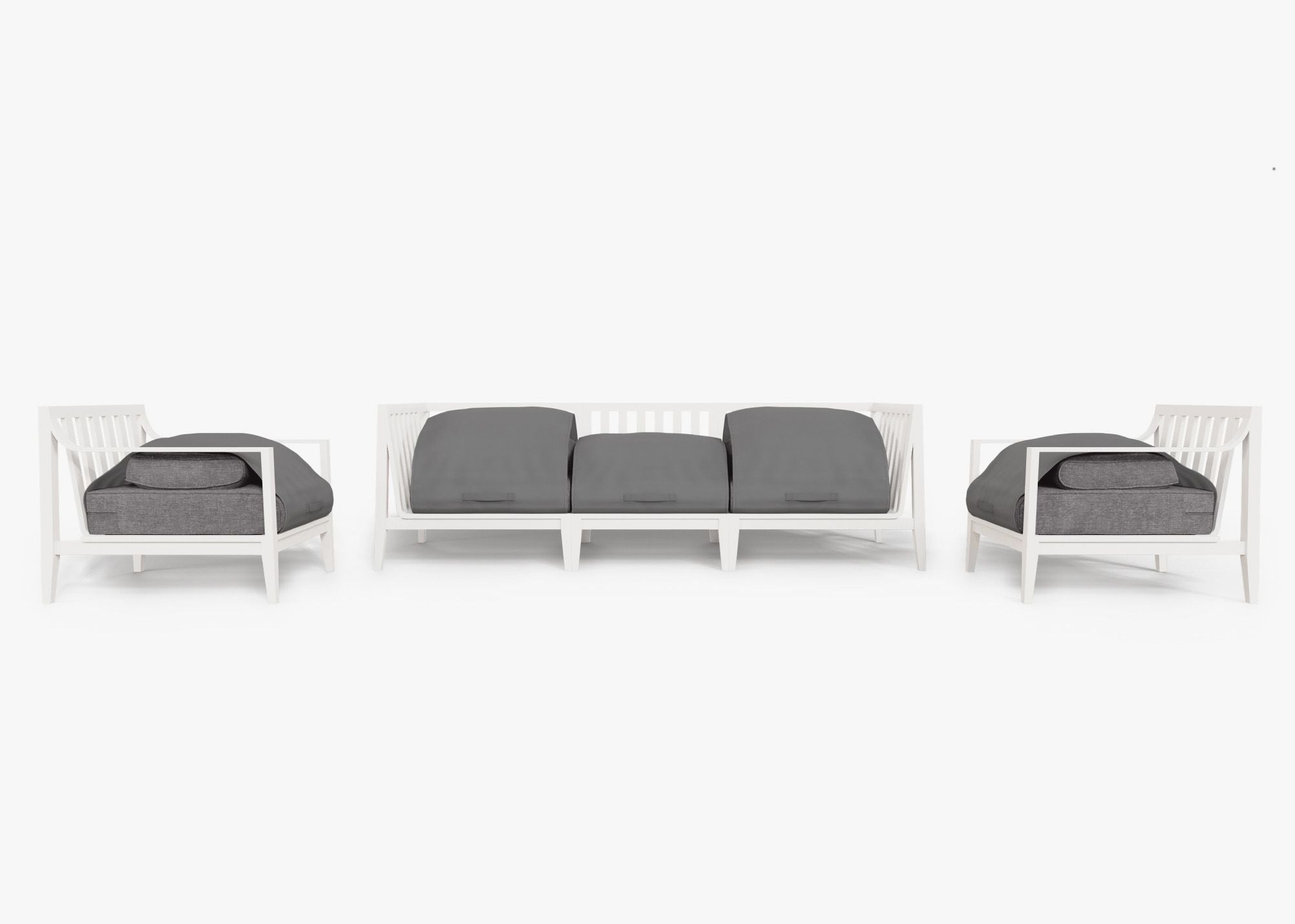 Canapé d'extérieur en aluminium blanc avec fauteuils - 5 places