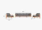 Canapé d'extérieur en teck avec fauteuils - 6 places