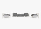 Canapé d'extérieur en aluminium blanc avec fauteuils - 6 places