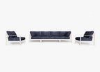 Canapé d'extérieur en aluminium blanc avec fauteuils - 6 places