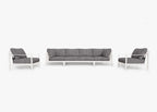 Canapé d'extérieur en aluminium blanc avec fauteuils - 6 places