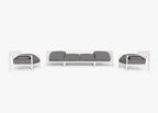 Canapé d'extérieur en aluminium blanc avec fauteuils - 6 places