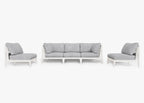Canapé d'extérieur en aluminium blanc avec accoudoirs - 5 places