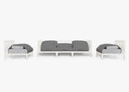 Canapé d'extérieur en aluminium blanc avec accoudoirs - 5 places