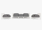 Canapé d'extérieur en aluminium blanc avec accoudoirs - 5 places