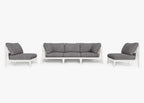 Canapé d'extérieur en aluminium blanc avec accoudoirs - 5 places