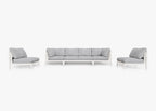 Canapé d'extérieur en aluminium blanc avec accoudoirs - 6 places