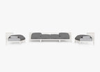 Canapé d'extérieur en aluminium blanc avec accoudoirs - 6 places