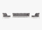 Canapé d'extérieur en aluminium blanc avec accoudoirs - 6 places