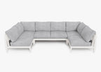 Canapé d'extérieur sectionnel en U en aluminium blanc - 6 places