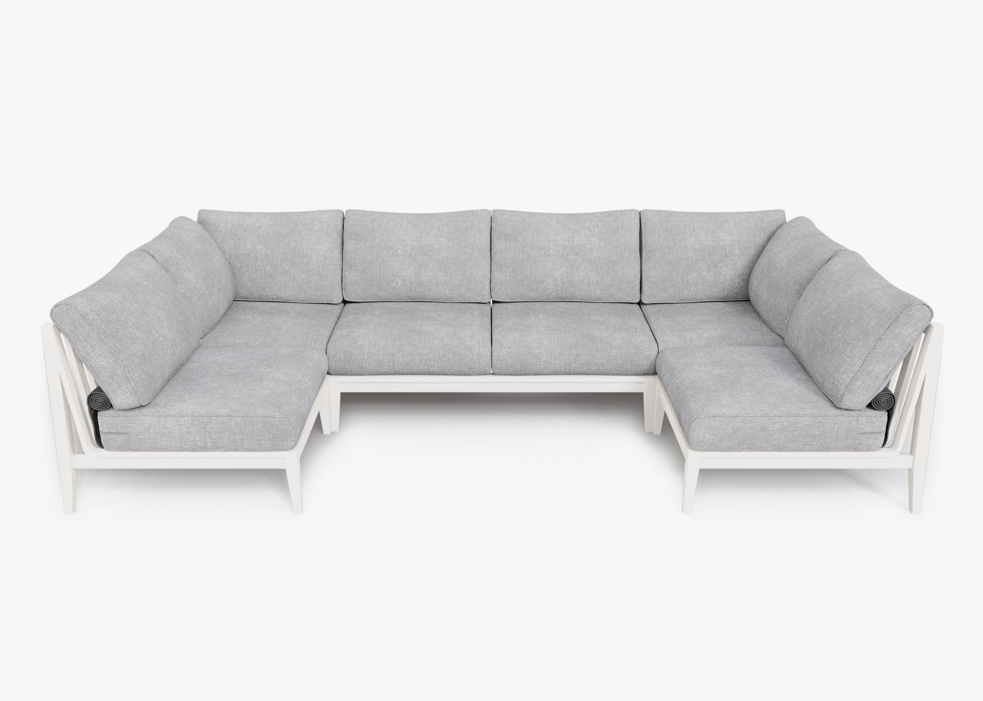 Canapé d'extérieur sectionnel en U en aluminium blanc - 6 places