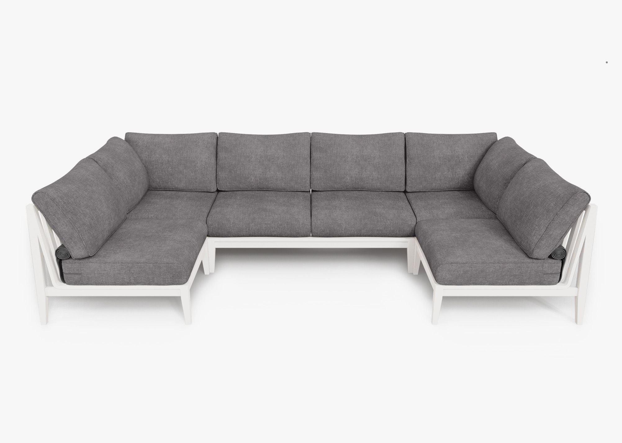 Canapé d'extérieur sectionnel en U en aluminium blanc - 6 places