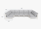 Canapé d'extérieur sectionnel en U en aluminium blanc - 7 places
