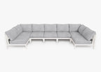Canapé d'extérieur sectionnel en U en aluminium blanc - 7 places