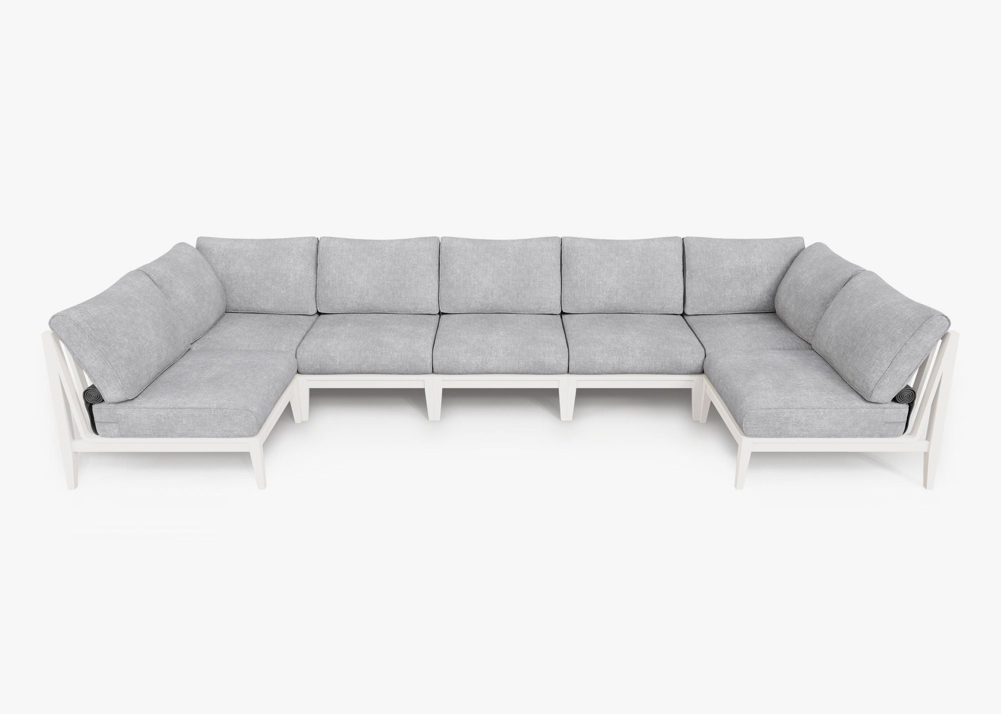 Canapé d'extérieur sectionnel en U en aluminium blanc - 7 places