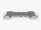Canapé d'extérieur sectionnel en U en aluminium blanc - 7 places