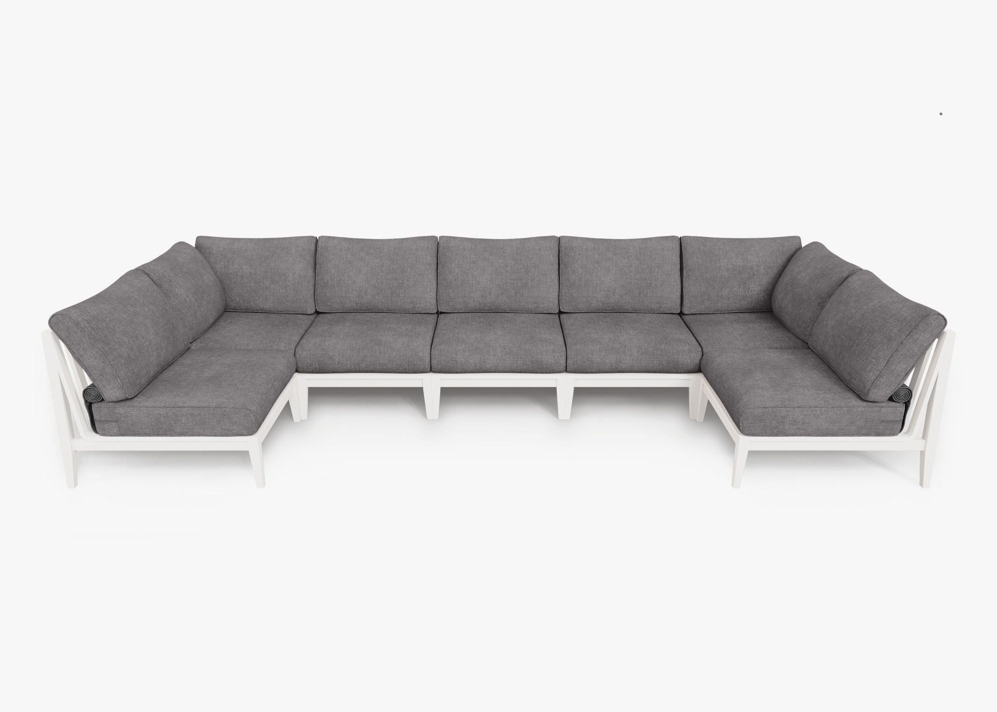 Canapé d'extérieur sectionnel en U en aluminium blanc - 7 places