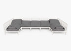 Canapé d'extérieur sectionnel en U en aluminium blanc - 7 places