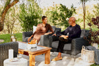 Ensemble de conversation avec fauteuils d'extérieur en osier noir