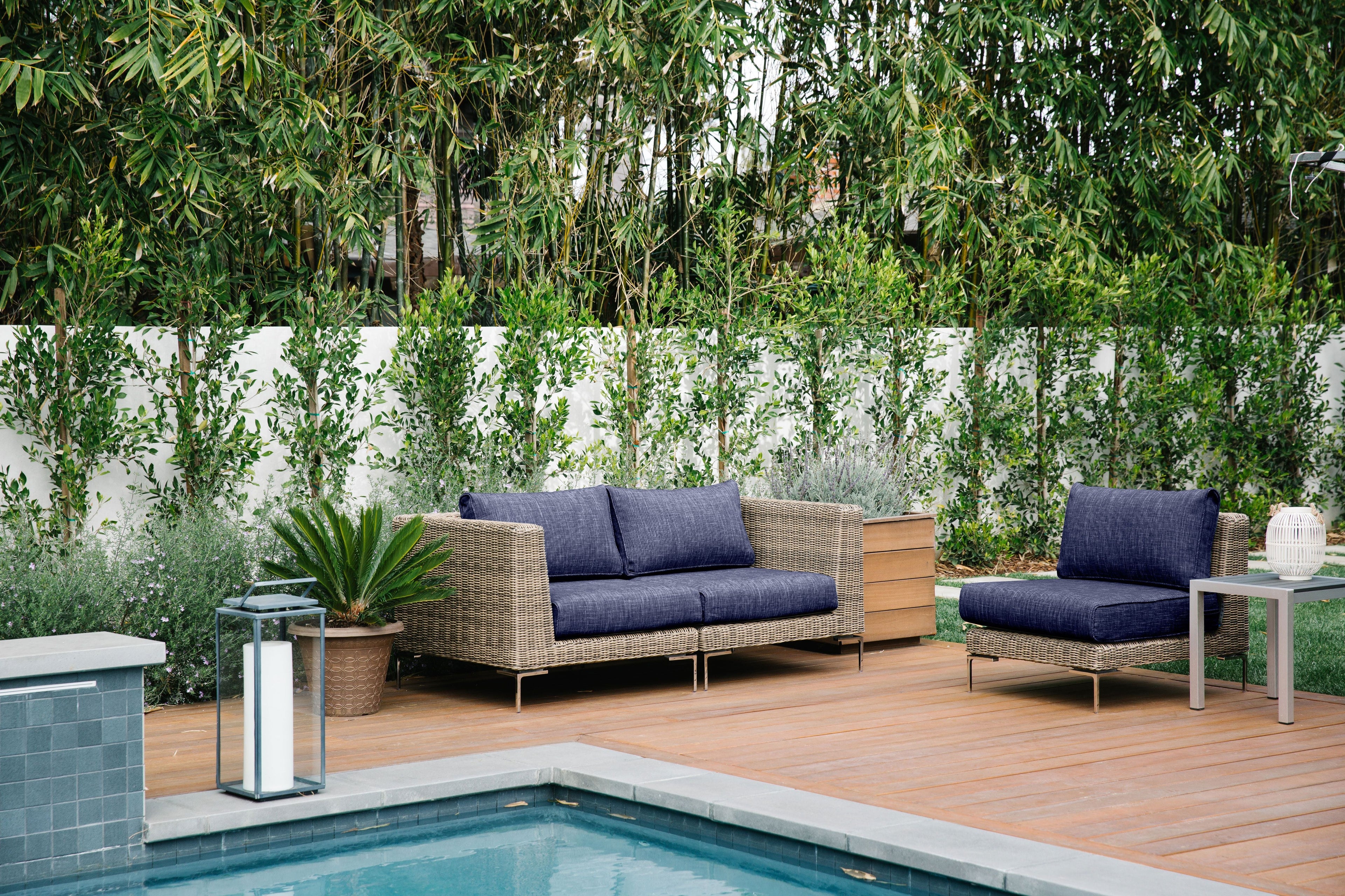 Causeuse d'extérieur en osier marron avec fauteuils - 4 places