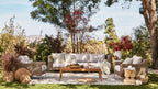 Causeuse d'extérieur en osier marron avec fauteuils - 4 places