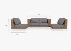 Causeuse d'extérieur en osier marron avec chaises sans accoudoirs - 4 places