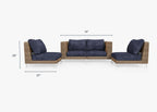 Causeuse d'extérieur en osier marron avec chaises sans accoudoirs - 4 places