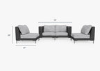 Causeuse d'extérieur en osier noir avec chaises sans accoudoirs - 4 places