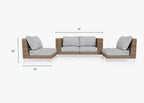 Causeuse d'extérieur en osier marron avec chaises sans accoudoirs - 4 places