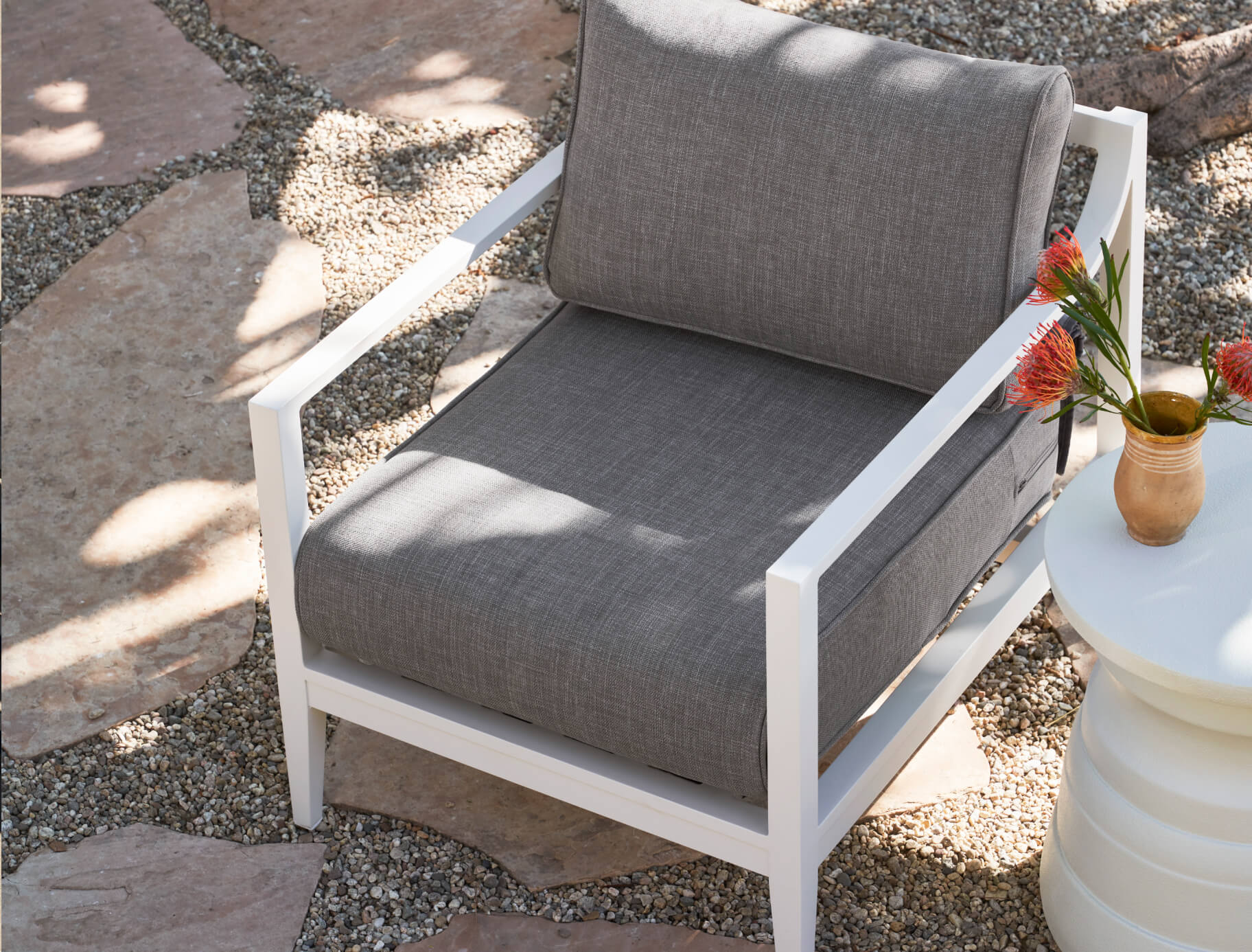 Chaise sectionnelle d'extérieur en aluminium blanc - Gauche