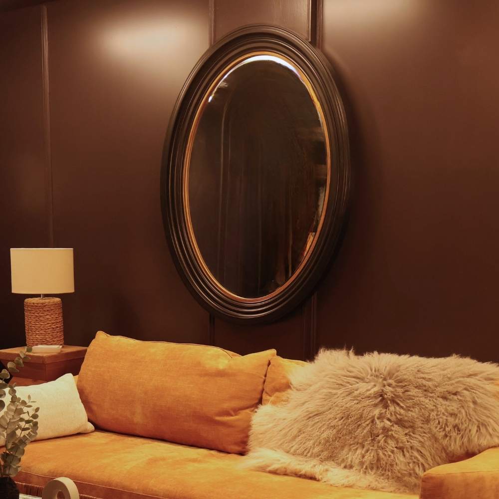 Miroir ovale Catalina noir et or