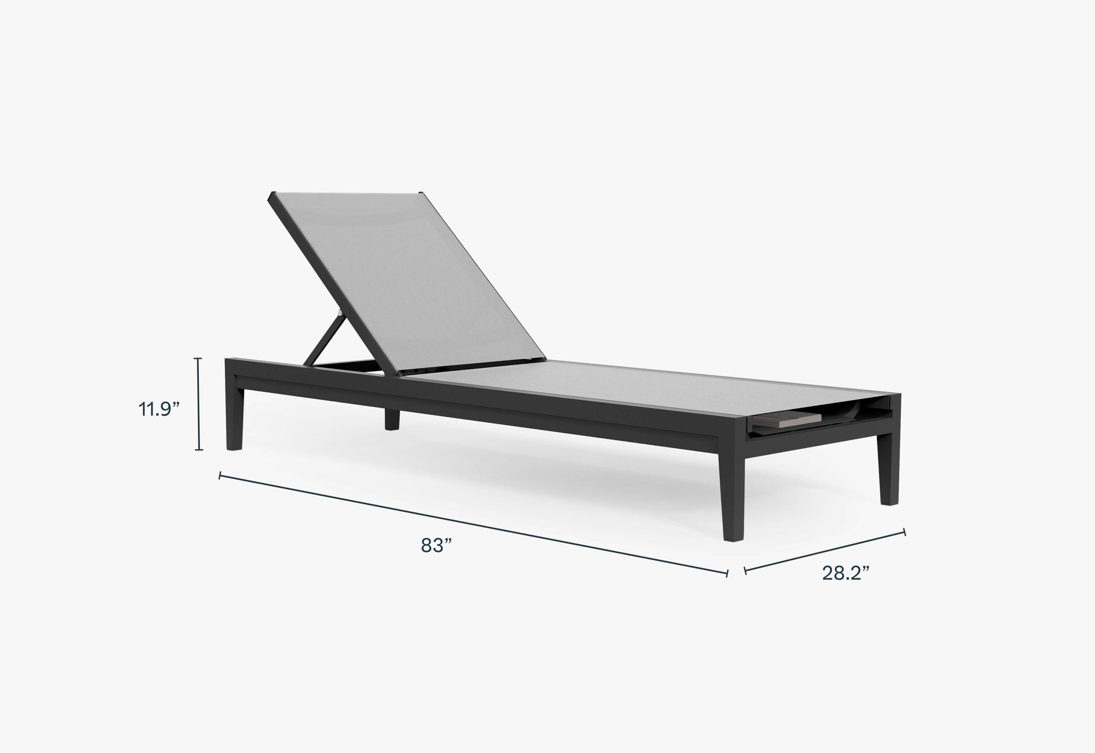 Chaise longue d'extérieur en aluminium anthracite