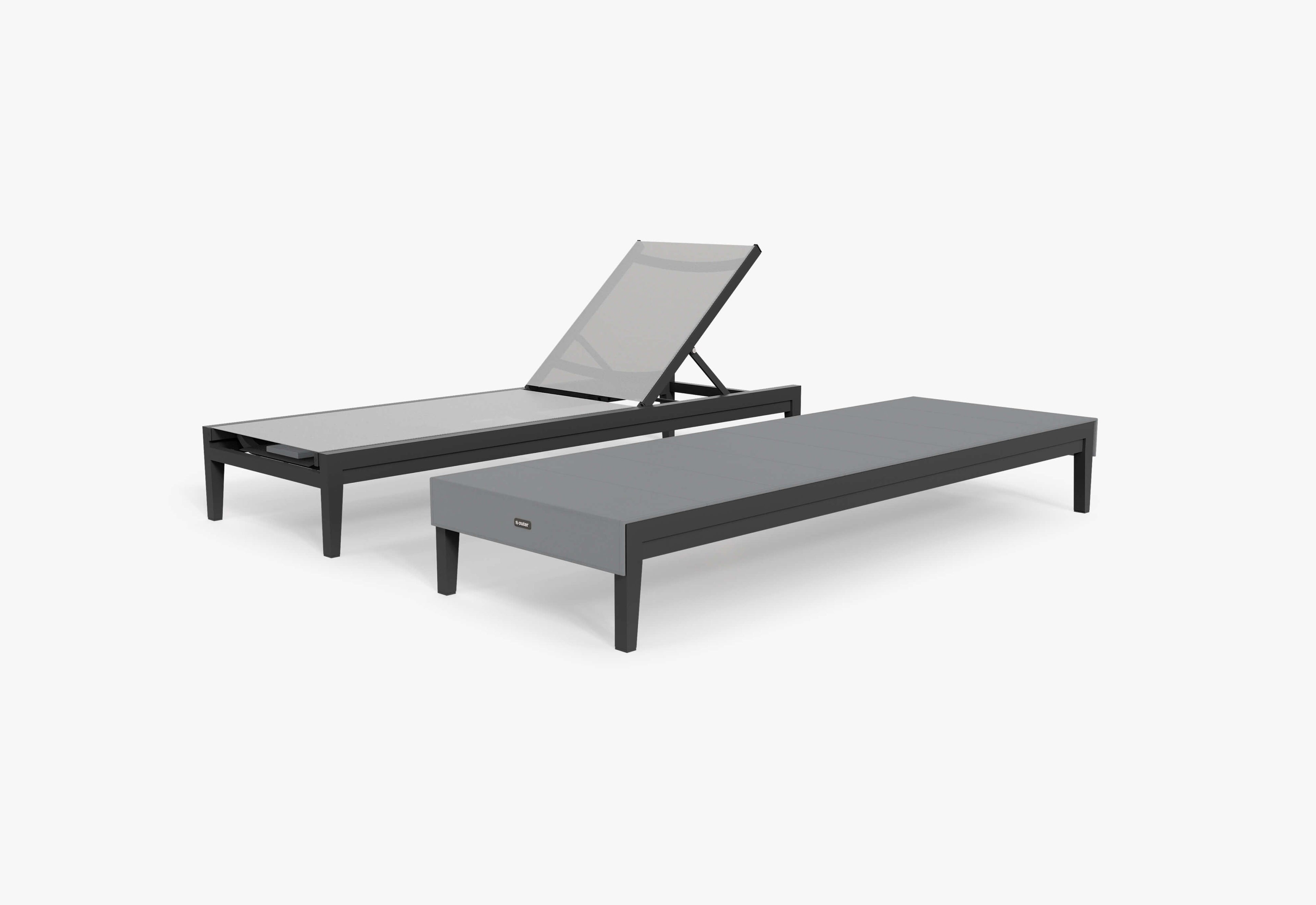 Chaise longue d'extérieur en aluminium anthracite