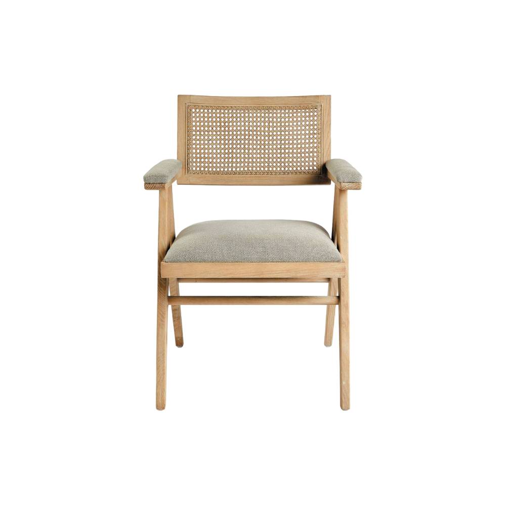 Fauteuil Charles Blanc d'Ivoire - Lin beige et mousse naturelle