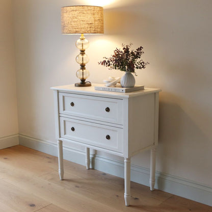 Commode Emma à 2 tiroirs, blanc cassé