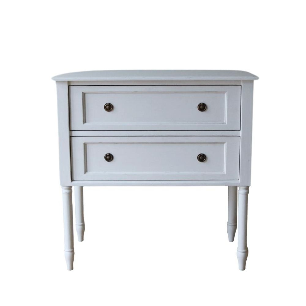 Commode Emma à 2 tiroirs, blanc cassé