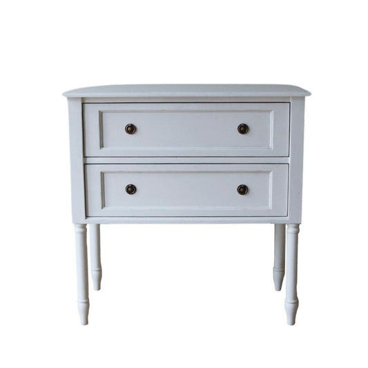 Commode Emma à 2 tiroirs, blanc cassé