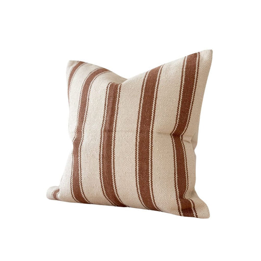 Coussin Izzy à rayures crème et marron