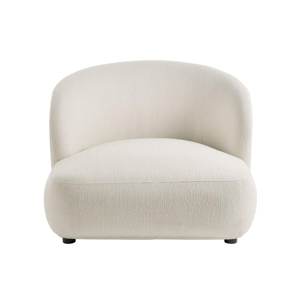 Fauteuil Leo large en tissu et mousse naturelle Blanc d'Ivoire