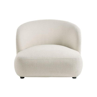 Fauteuil Leo large en tissu et mousse naturelle Blanc d'Ivoire