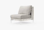 Chaise d'extérieur sans accoudoirs en osier à tissage ouvert