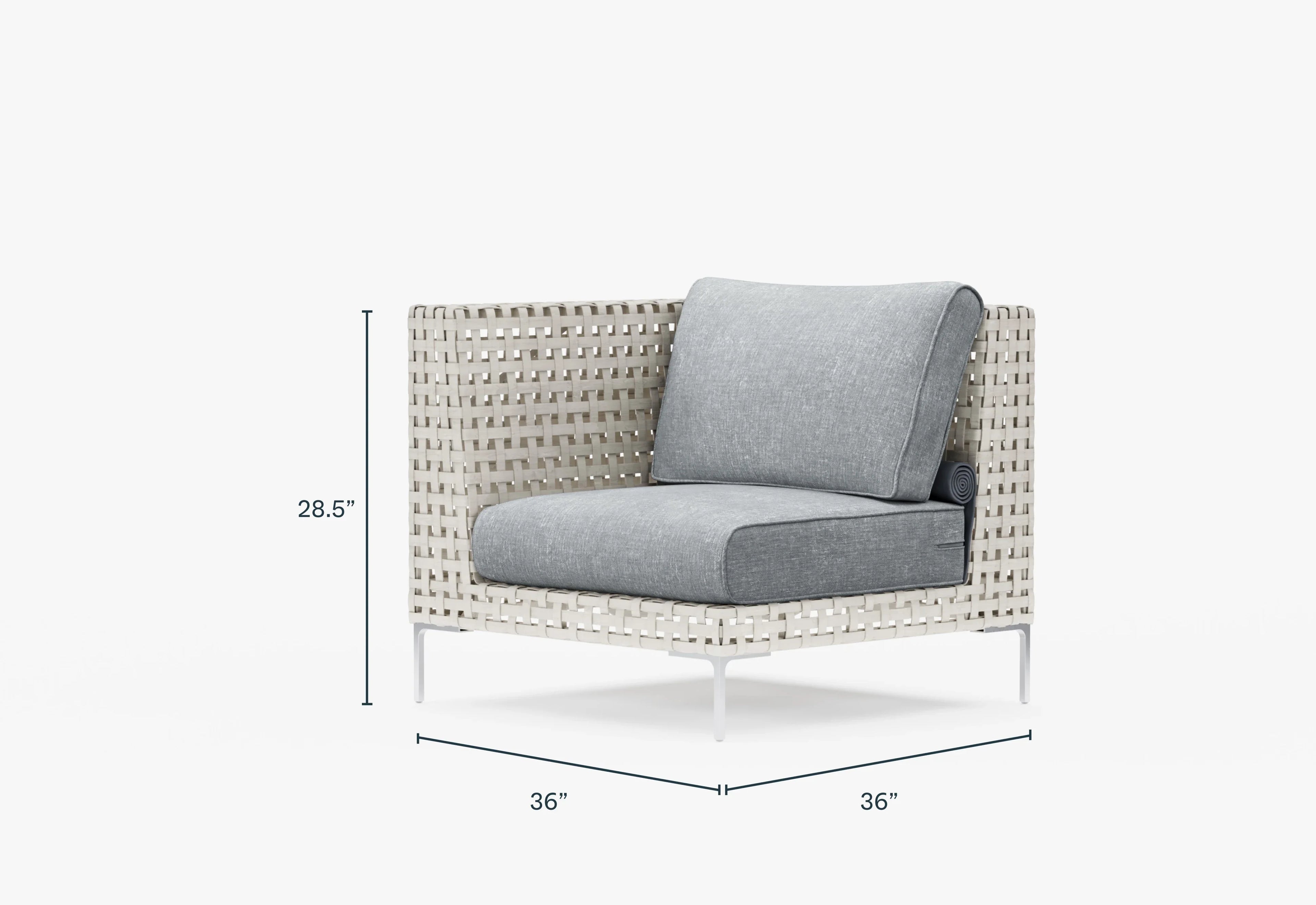 Fauteuil d'angle d'extérieur en osier à tissage ouvert - Gauche/Droite