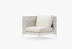 Fauteuil d'angle d'extérieur en osier à tissage ouvert - Gauche/Droite