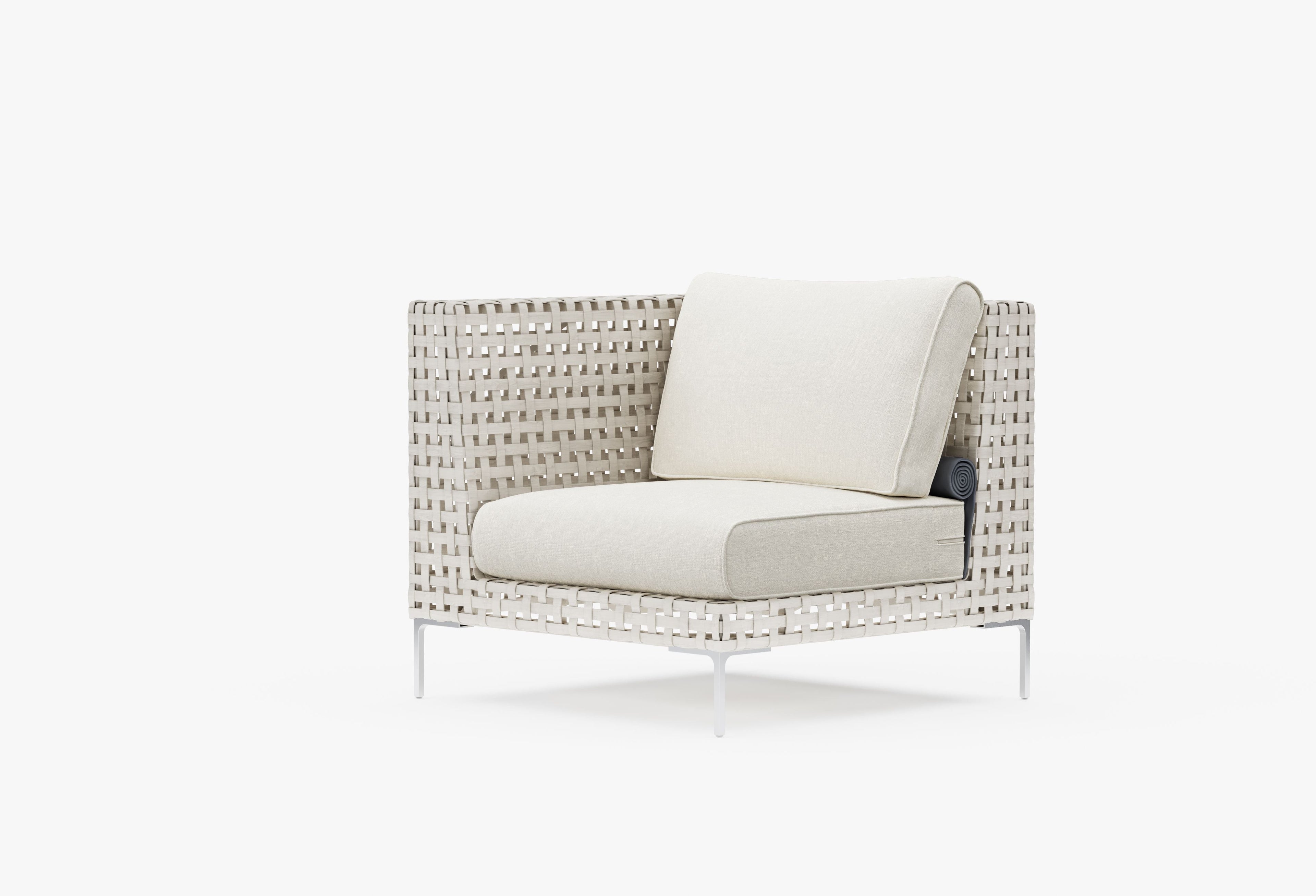 Fauteuil d'angle d'extérieur en osier à tissage ouvert - Gauche/Droite