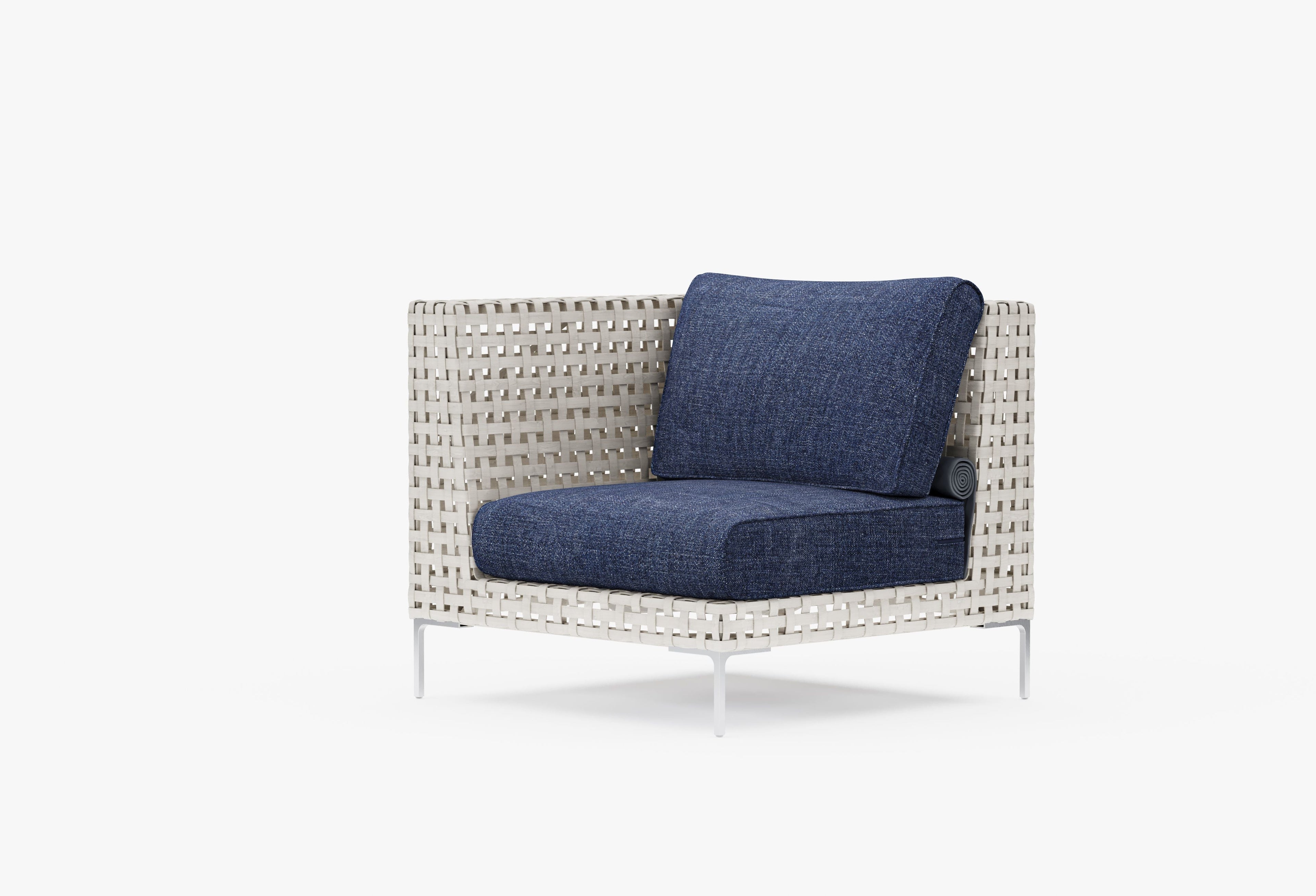 Fauteuil d'angle d'extérieur en osier à tissage ouvert - Gauche/Droite