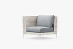 Fauteuil d'angle d'extérieur en osier à tissage ouvert - Gauche/Droite