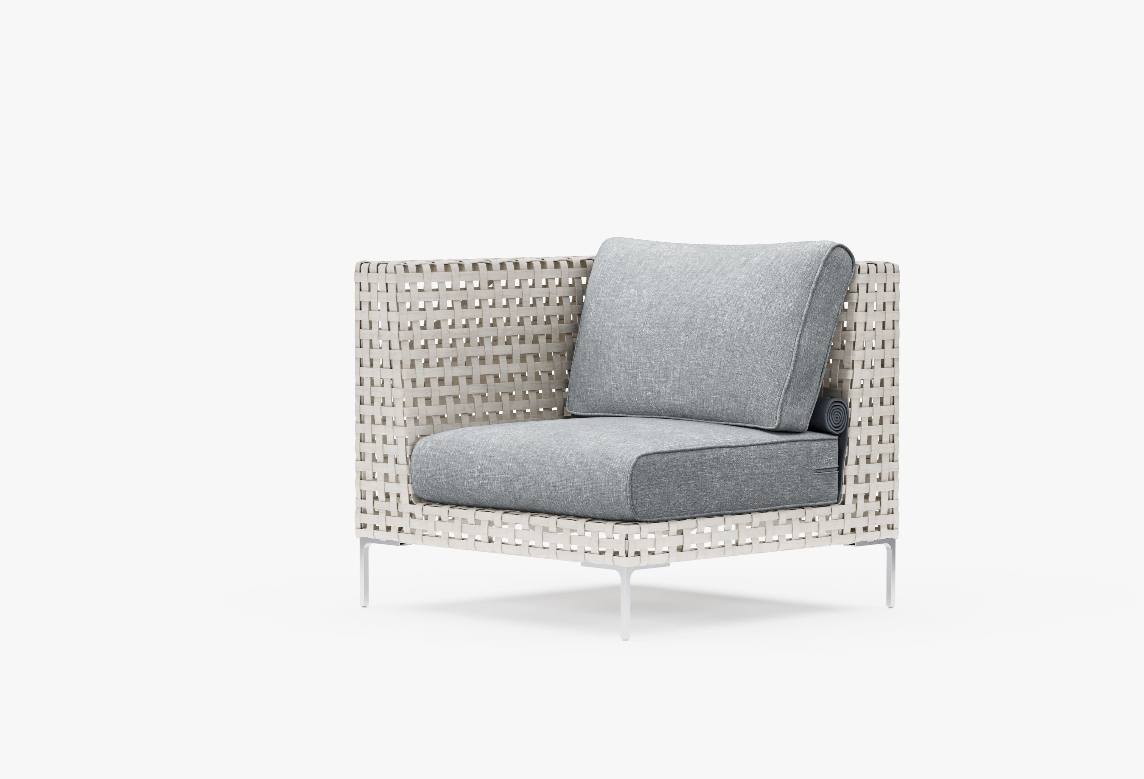 Fauteuil d'angle d'extérieur en osier à tissage ouvert - Gauche/Droite